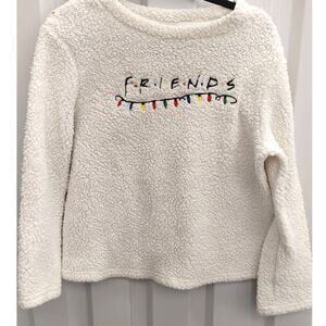 FRIENDS Womens Sweater Fuzzy Christmas Lights Holiday Small
